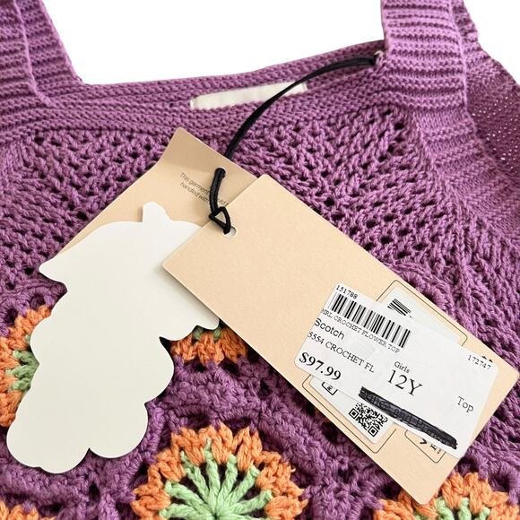Scotch & Soda Amsterdam Girls Purple Sleeveless Crochet Flower Top Size 12 NWT - Picture 4 of 11
